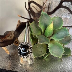 Size 9 black and white Botswana agate ring. So cool